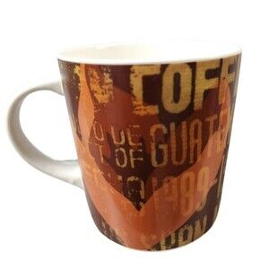 Vintage 2006 Starbucks Ceramic Coffee Tea Mug Brown Rustic Orange "Guatemala"